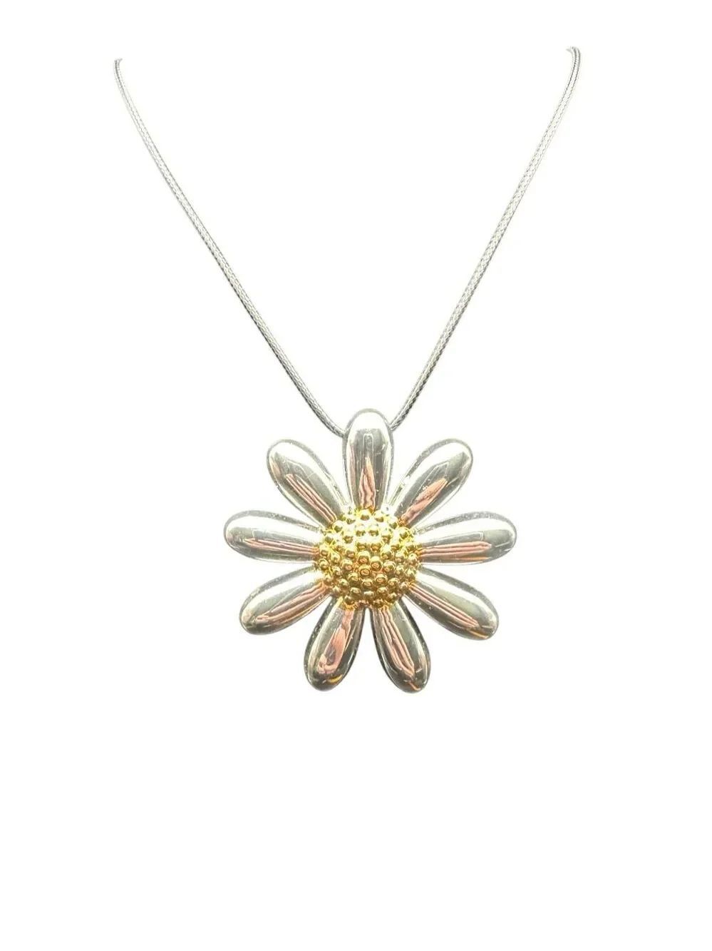 JP Jacmel Jewelry Silver and Gold Tone Daisy pendant necklace